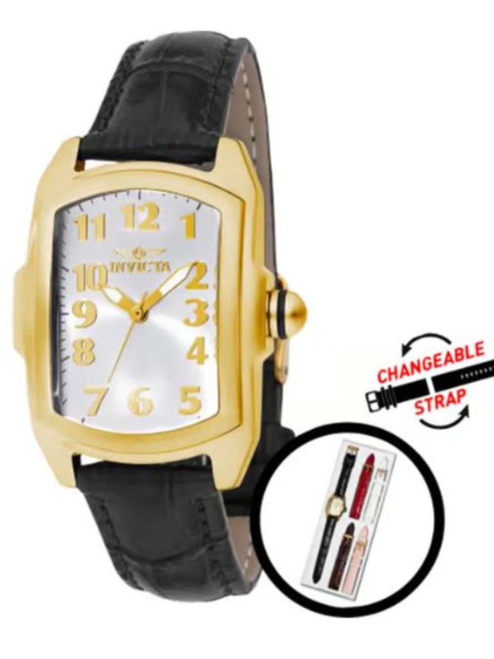 Invicta Lupah 49816 Women’s Gold-Tone Watch 29mm + 5 Leather Straps NIB